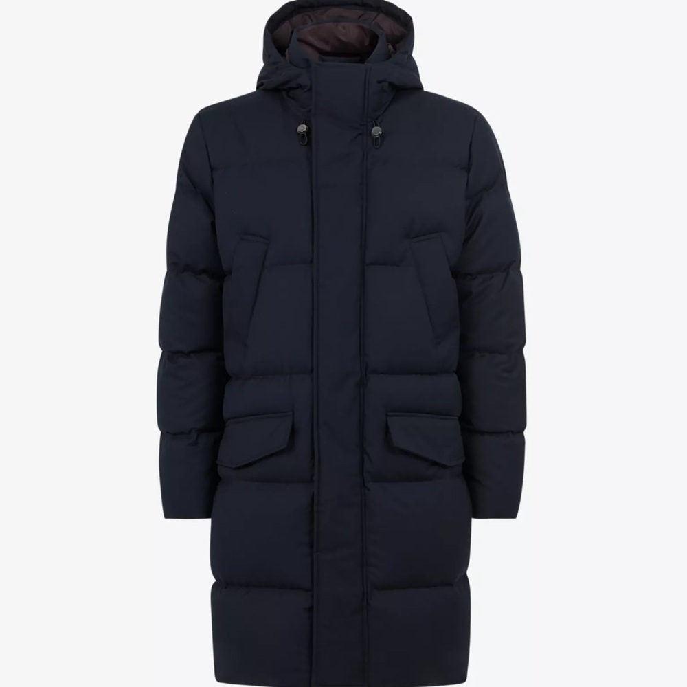 REISS Men's Navy Hooded Puffer Coat